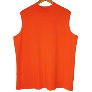 Only Necessities Women Mock Neck Sleeveless Shell Tank Top 1X Orange Bold Layers